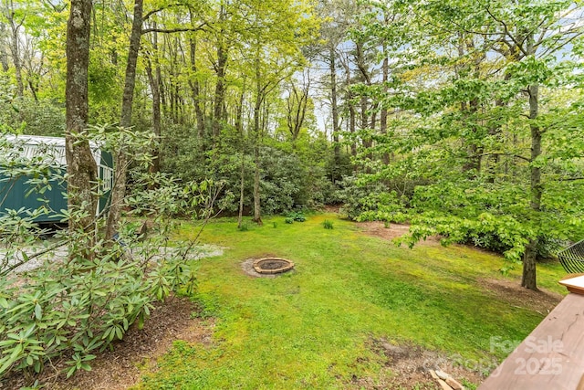 6562 Gingercake Rd, Newland, NC 28657 - view of green lawn featuring a fire pit