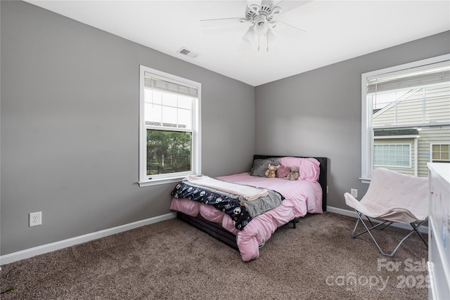 9159 Marasol Ln, Concord, NC 28027 - bedroom featuring multiple windows, carpet floors, baseboards, and ceiling fan