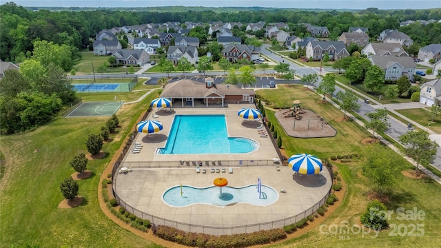 9159 Marasol Ln, Concord, NC 28027 - aerial view of residential area featuring a pool