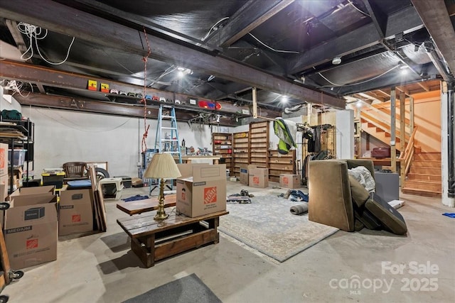unfinished below grade area with stairs