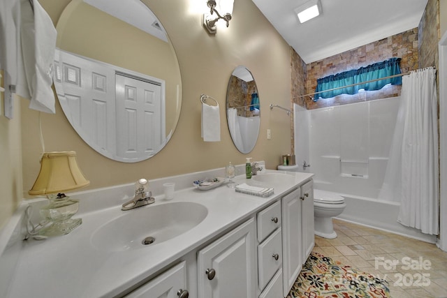 160 Fernbrook Dr, Mooresville, NC 28117 - full bathroom featuring double vanity, shower / bath combo, and tile patterned flooring