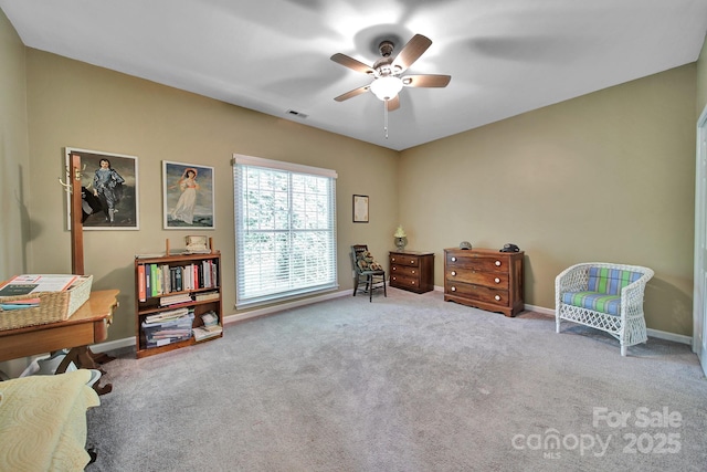 160 Fernbrook Dr, Mooresville, NC 28117 - sitting room featuring a ceiling fan and carpet flooring