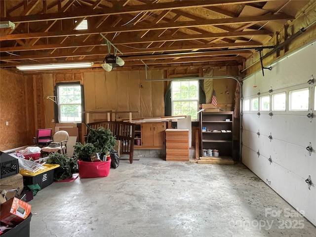 garage with a garage door opener
