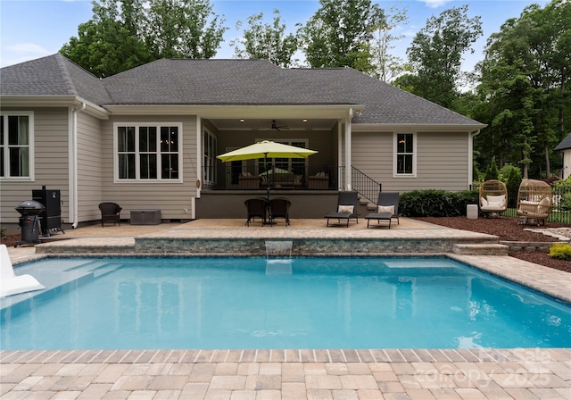 2646 Lee Lawing Rd, Lincolnton, NC 28092 - swimming pool with a patio, ceiling fan, and cooling unit