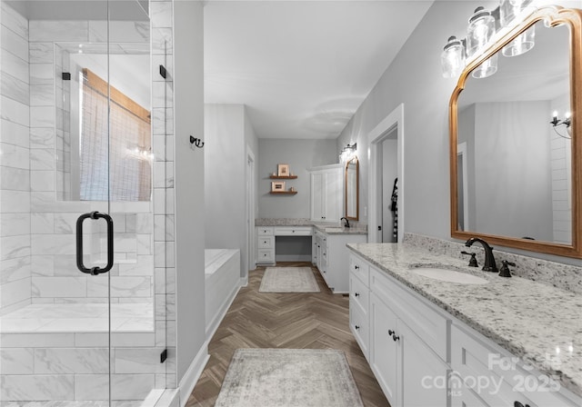 2646 Lee Lawing Rd, Lincolnton, NC 28092 - bathroom with a shower stall, two vanities, and a bath