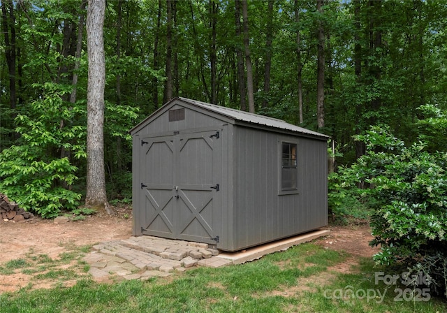 2646 Lee Lawing Rd, Lincolnton, NC 28092 - view of shed featuring a view of trees