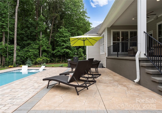 2646 Lee Lawing Rd, Lincolnton, NC 28092 - view of patio / terrace featuring an outdoor pool and a ceiling fan