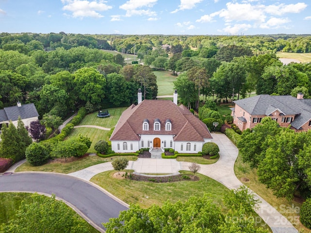 5400 Challisford Ln, Charlotte, NC 28226 - birds eye view of property with a wooded view