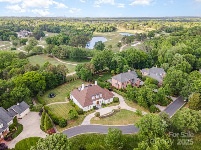 5400 Challisford Ln, Charlotte, NC 28226 - bird's eye view featuring a residential view, a water view, and a wooded view