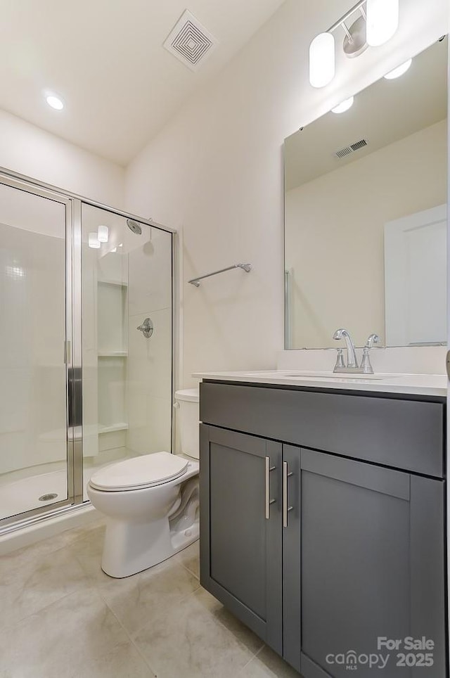 2907 W Trade St, Charlotte, NC 28208 - full bathroom with toilet, vanity, visible vents, and a stall shower