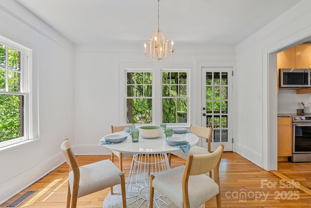 21 Sylvan Ave, Asheville, NC 28801 - dining area featuring healthy amount of natural light, a chandelier, and light wood-type flooring