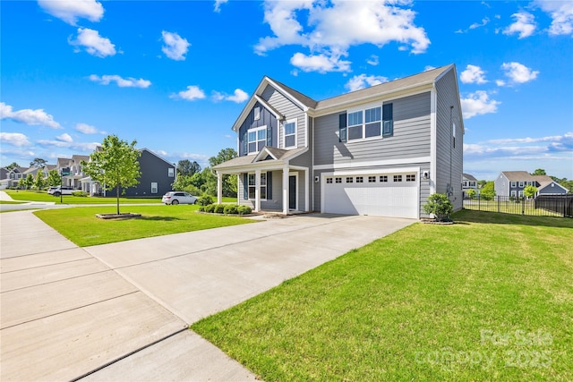 133 W Neel Ranch Rd, Mooresville, NC 28115 - view of front of home with driveway, a residential view, a garage, fence, and a front lawn