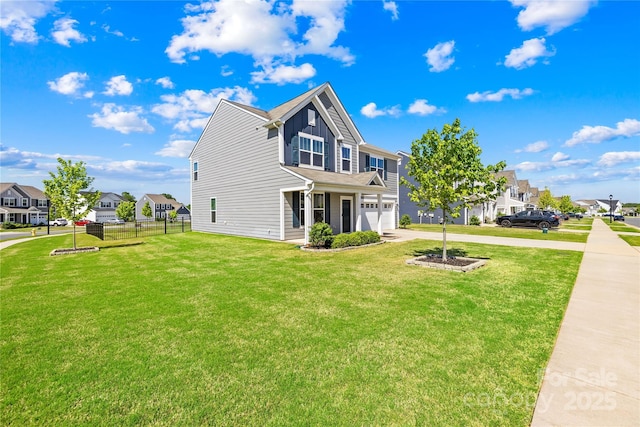 133 W Neel Ranch Rd, Mooresville, NC 28115 - view of home's exterior with a yard, a residential view, fence, concrete driveway, and an attached garage