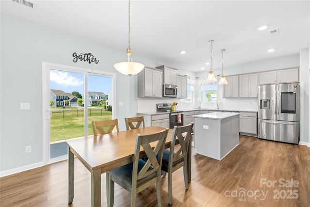 133 W Neel Ranch Rd, Mooresville, NC 28115 - dining area with recessed lighting, baseboards, visible vents, and wood finished floors