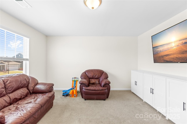 133 W Neel Ranch Rd, Mooresville, NC 28115 - living area featuring baseboards, light colored carpet, and visible vents