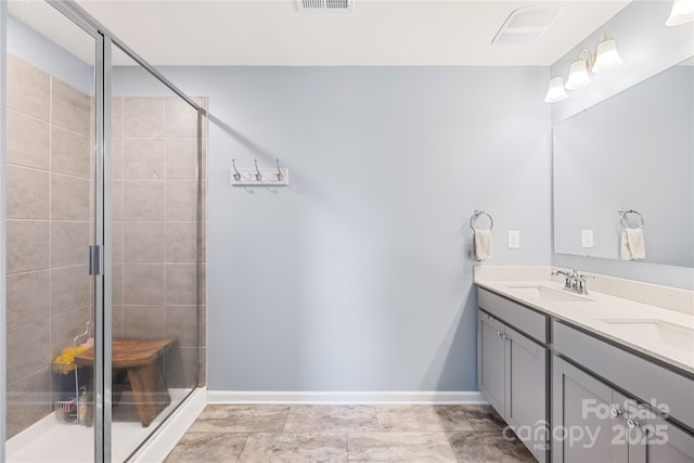 133 W Neel Ranch Rd, Mooresville, NC 28115 - bathroom featuring a sink, a stall shower, and double vanity
