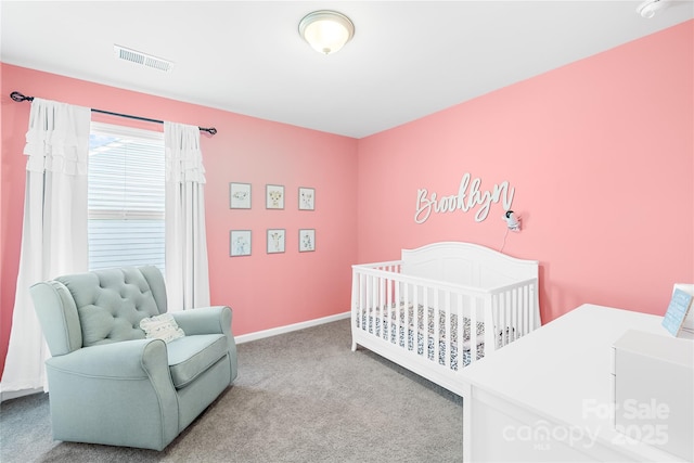 133 W Neel Ranch Rd, Mooresville, NC 28115 - bedroom with visible vents, carpet flooring, a crib, and baseboards