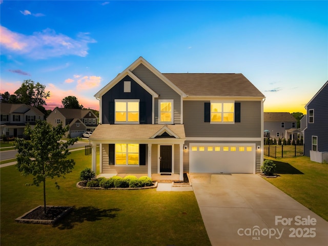 133 W Neel Ranch Rd, Mooresville, NC 28115 - traditional home featuring a garage, fence, concrete driveway, and a front yard
