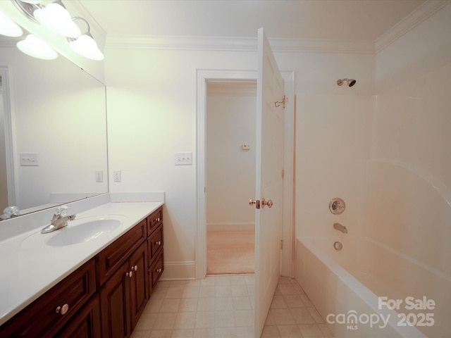 3015 Hamptonbrook Dr, Gastonia, NC 28056 - full bath featuring crown molding, vanity, and shower / washtub combination
