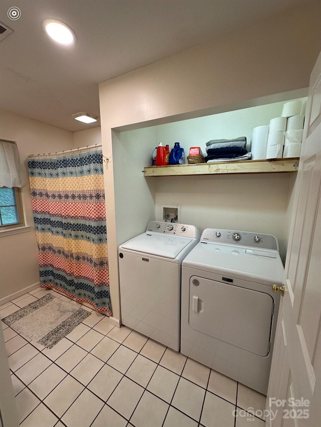 671 High Valley Rd, Bryson City, NC 28713 - laundry area featuring laundry area, recessed lighting, light tile patterned floors, and washing machine and clothes dryer