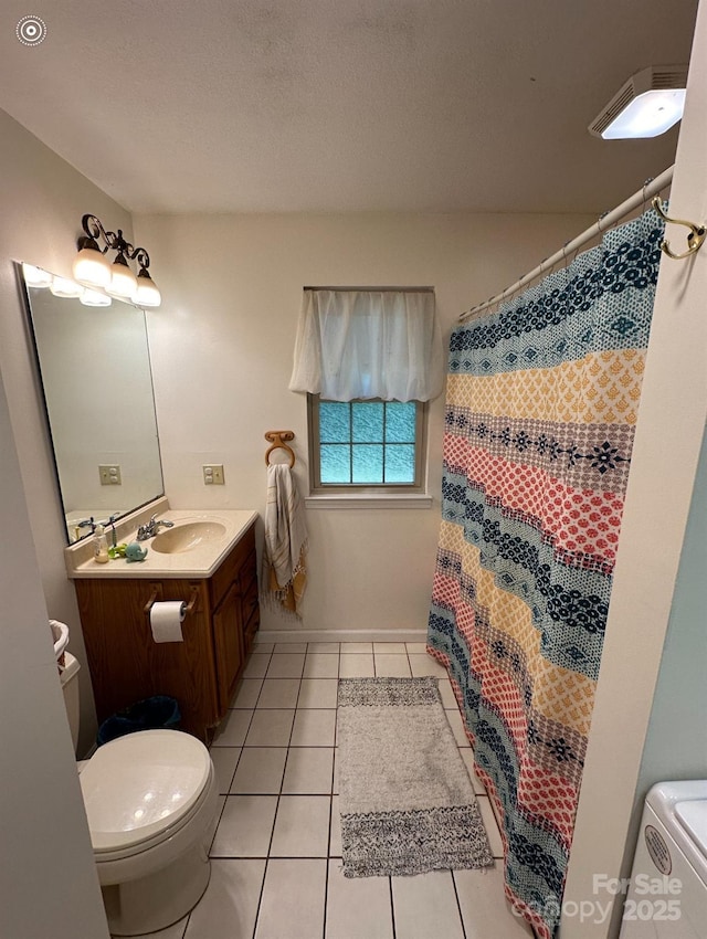 671 High Valley Rd, Bryson City, NC 28713 - bathroom featuring vanity, tile patterned floors, toilet, and a shower with curtain