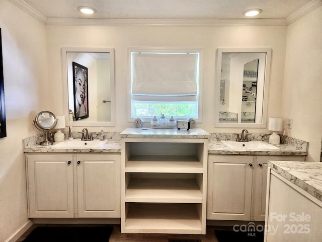 2025 Kisatchie Dr, Hickory Grove, SC 29717 - full bath featuring crown molding and two vanities