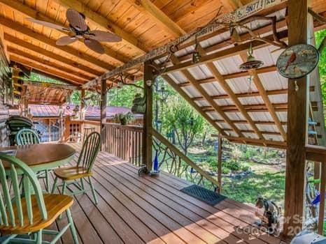 wooden terrace with ceiling fan
