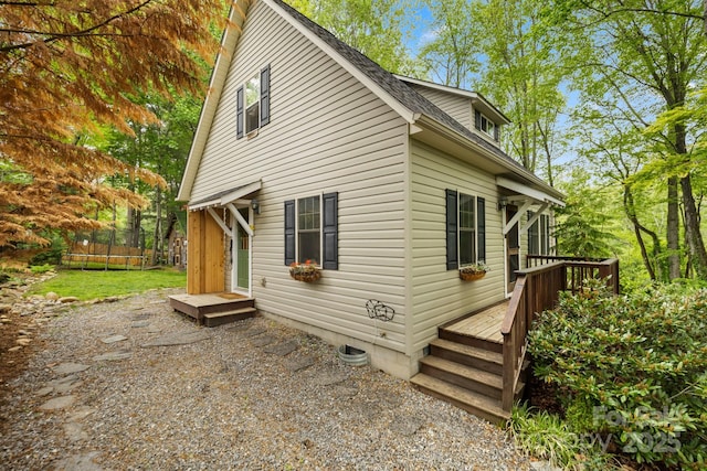 102 Altamahaw Ave, Black Mountain, NC 28711 - view of home's exterior with a wooden deck and roof with shingles