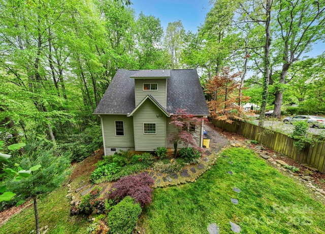 102 Altamahaw Ave, Black Mountain, NC 28711 - view of side of property with a shingled roof and crawl space