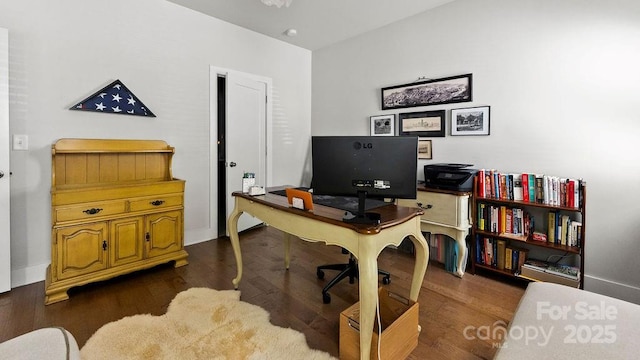 office area featuring wood finished floors