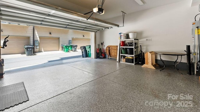 garage with a garage door opener