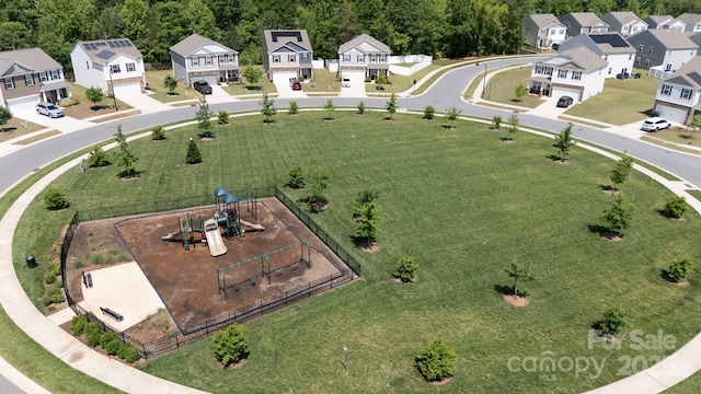 bird's eye view with a residential view