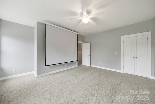 3426 Richards Xing, Fort Mill, SC 29708 - cinema room featuring carpet flooring, ceiling fan, and baseboards