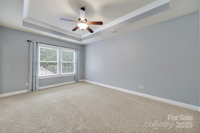 3426 Richards Xing, Fort Mill, SC 29708 - carpeted empty room with a raised ceiling, ornamental molding, ceiling fan, and baseboards