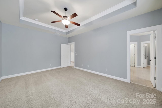 3426 Richards Xing, Fort Mill, SC 29708 - carpeted spare room with a raised ceiling, ceiling fan, ornamental molding, and baseboards