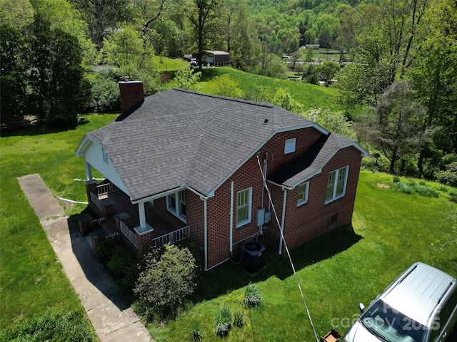 aerial view with a forest view