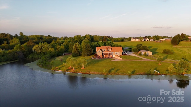 view from above of property featuring a nearby body of water