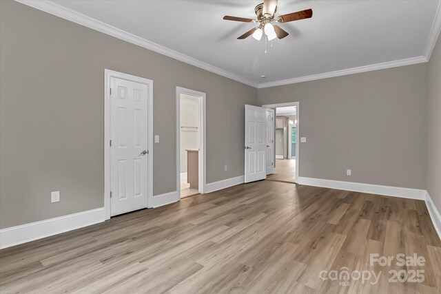 332 E Rebound Rd, Lancaster, SC 29720 - unfurnished bedroom with ornamental molding, light wood-style flooring, baseboards, and ensuite bath