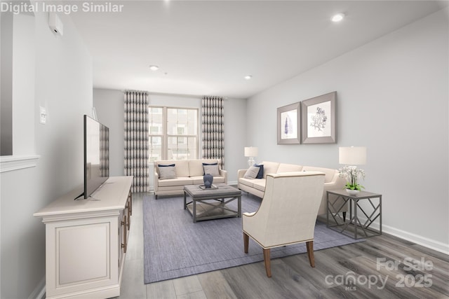 1430 Samuel St, Charlotte, NC 28206 - living area featuring wood finished floors, recessed lighting, and baseboards