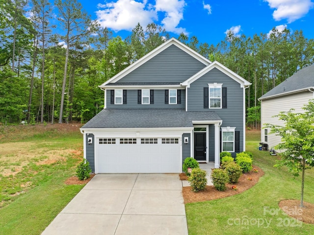 2012 Slippery Rock Ln, Monroe, NC 28112 - traditional home featuring an attached garage, concrete driveway, a front yard, and roof with shingles