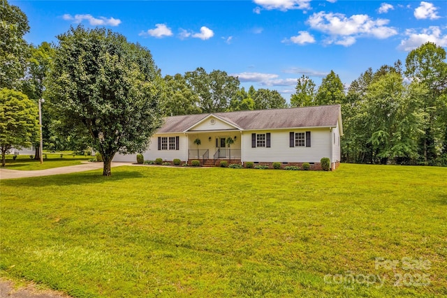 115 Three Oaks Ln, Statesville, NC 28677 - ranch-style home with crawl space, concrete driveway, a front yard, and roof with shingles