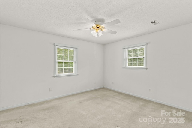 115 Three Oaks Ln, Statesville, NC 28677 - spare room featuring plenty of natural light, a ceiling fan, light carpet, baseboards, and a textured ceiling