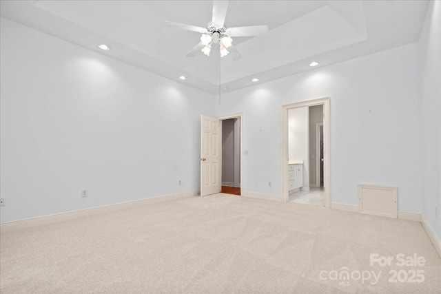 600 Robinhood Dr, Cheraw, SC 29520 - unfurnished bedroom featuring ensuite bath, light carpet, baseboards, and recessed lighting