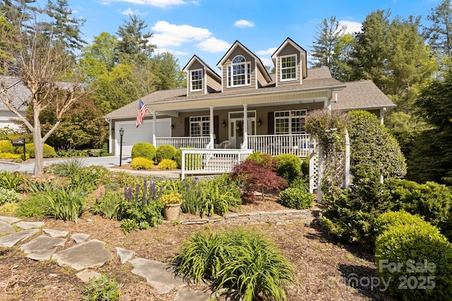 216 Cold Stream Way, Hendersonville, NC 28791 - view of front of house with covered porch, an attached garage, and driveway