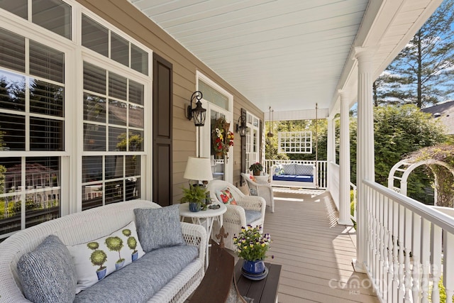 216 Cold Stream Way, Hendersonville, NC 28791 - wooden terrace featuring covered porch