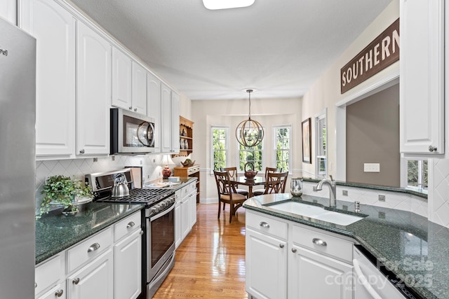 216 Cold Stream Way, Hendersonville, NC 28791 - kitchen with backsplash, white cabinets, appliances with stainless steel finishes, and a sink