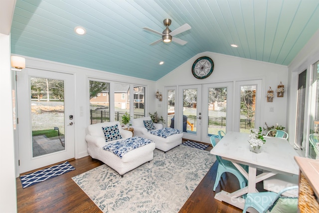 sunroom featuring plenty of natural light and french doors