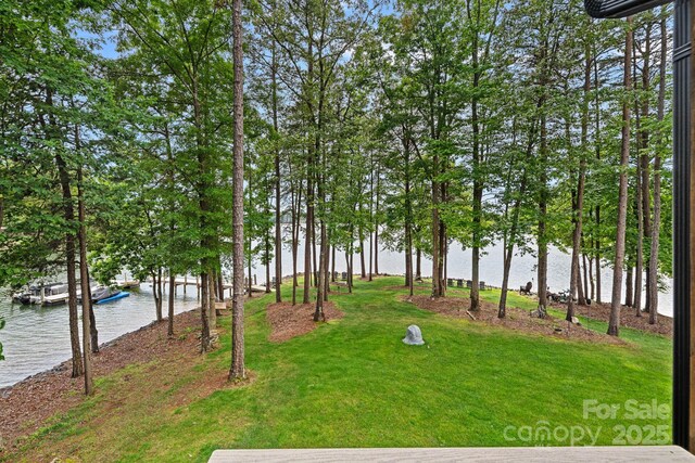 112 Nautilus Ct, Troutman, NC 28166 - view of green lawn featuring a water view and a boat dock