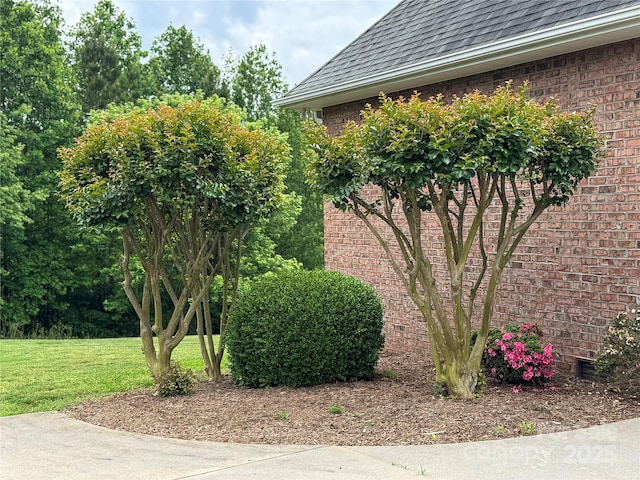 5518 Land Harbour Dr, Granite Falls, NC 28630 - view of side of home featuring a lawn, brick siding, and roof with shingles