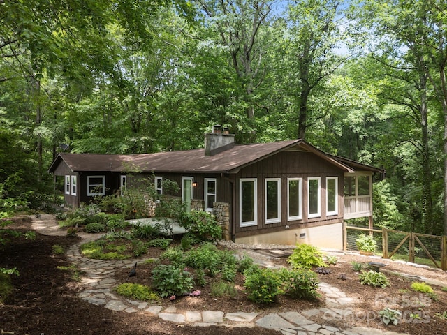 1128 Forest St, Mars Hill, NC 28754 - rear view of house featuring a chimney and crawl space